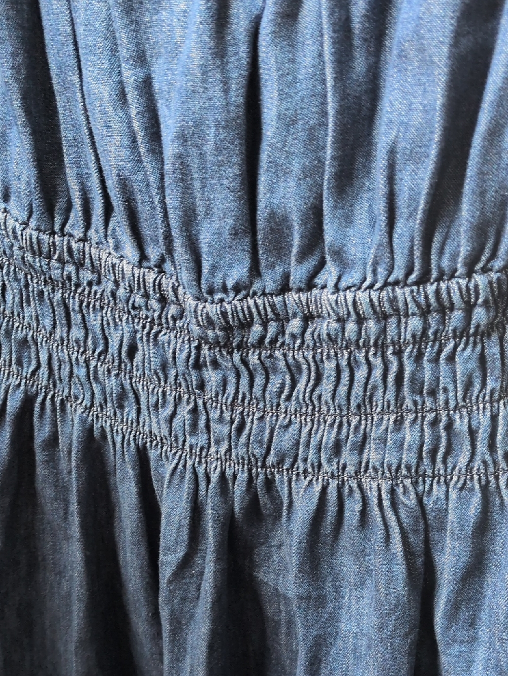 ✨ Nwt  Gap Denim Tie-Front Smocked Waist Mini Dress Size S - Picture 7 of 9